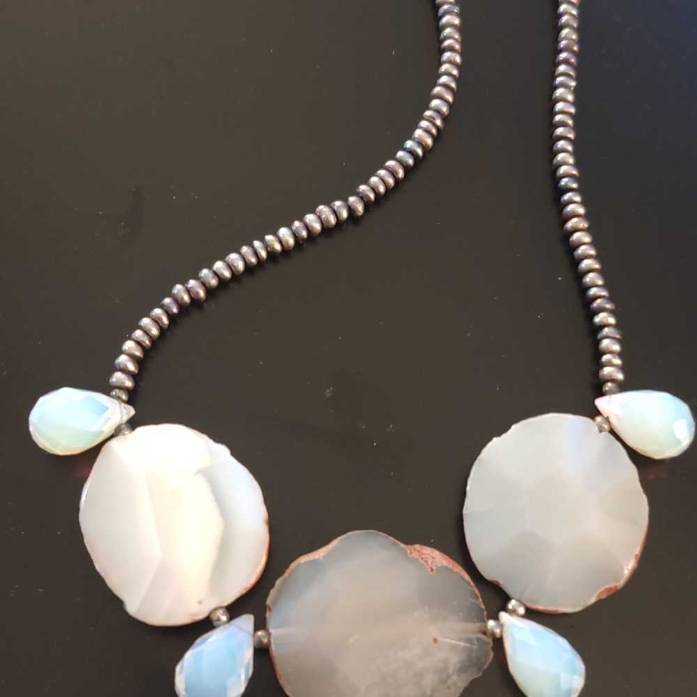 Elegant Silver and White Beaded Necklace